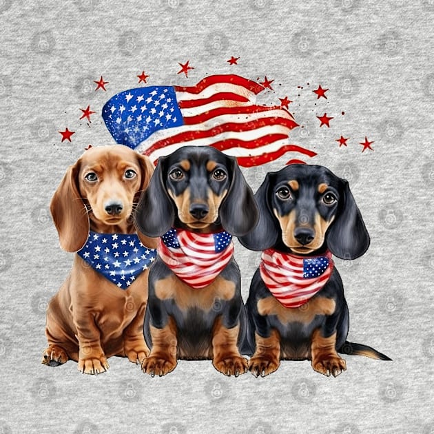 4th of July Dachshund Dogs #4 by Chromatic Fusion Studio